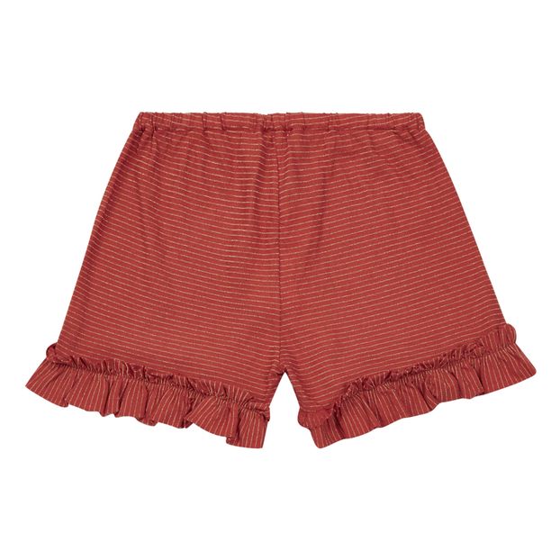 Shorts Jersey a righe in lurex con volants-product