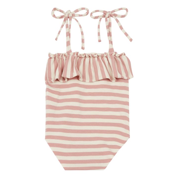 Striped One Piece Jersey Swimsuit | Pale pink- Product image n°1