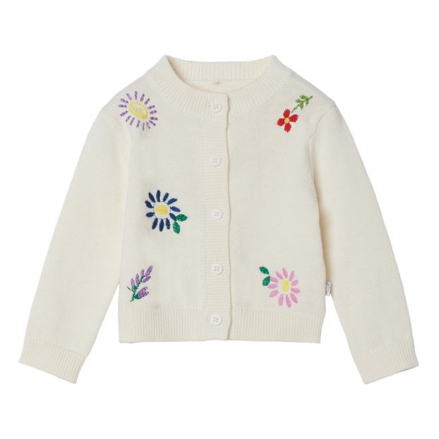 Organic Cotton Embroidered Flower Cardigan -product