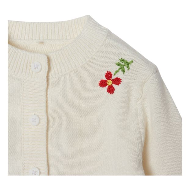 Organic Cotton Embroidered Flower Cardigan -product