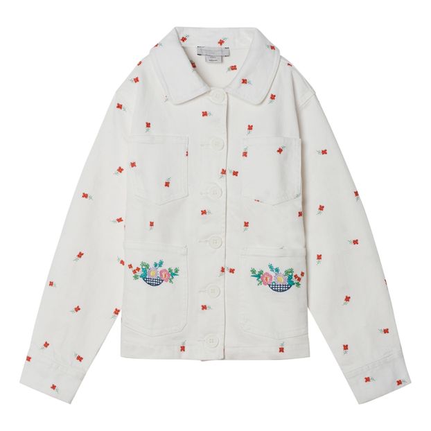 Chaqueta Denim algodón orgánico con flores bordadas-product
