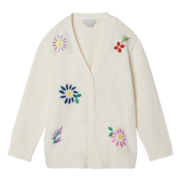 Oversize Organic Cotton Embroidered Flower Cardigan -product