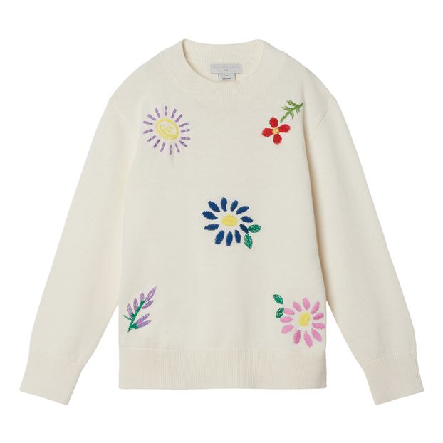 Suéter Oversize algodón orgánico con flores bordadas-product