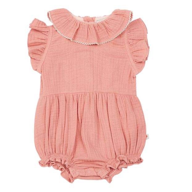 Exclusive Petite Lucette x Smallable – Organic Cotton Muslin Lilac Romper -product