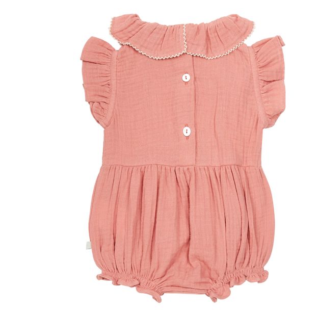 Exclusive Petite Lucette x Smallable – Organic Cotton Muslin Lilac Romper -product