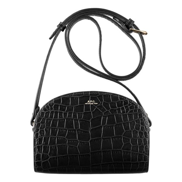 Half Moon Mini Crocodile Print Leather Bag -product