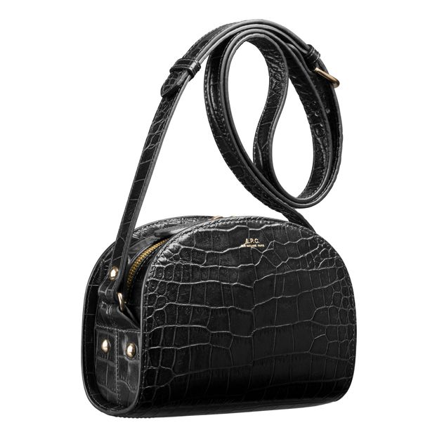 Half Moon Mini Crocodile Print Leather Bag -product