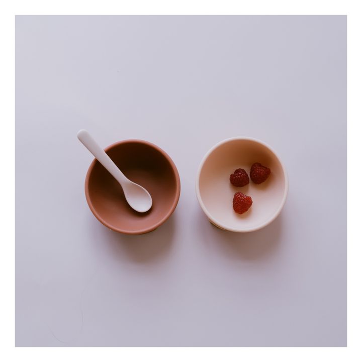 Bol ventosa de silicona - Set de 2 Rosa color natural- Imagen del producto n°1