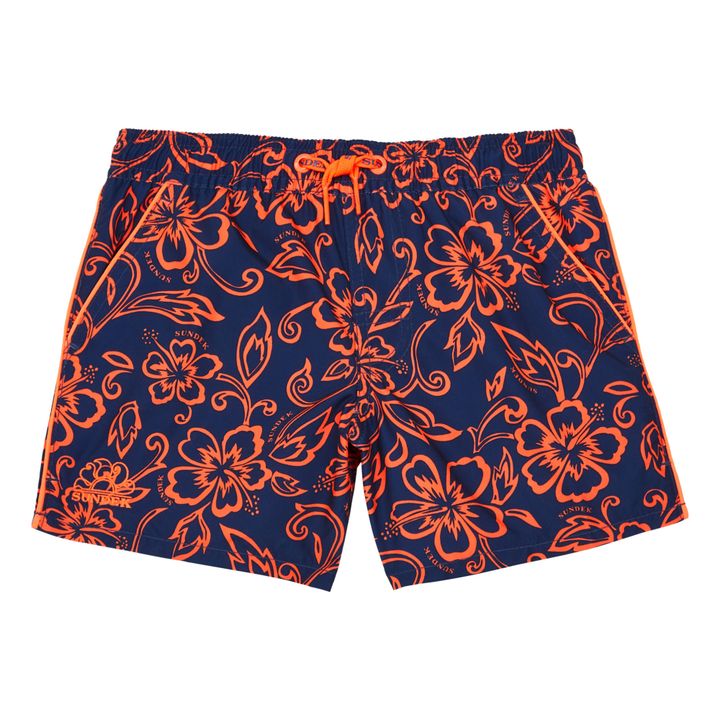Short de Bain avec Poche Motif Fleurs Rouge- Image produit n°0