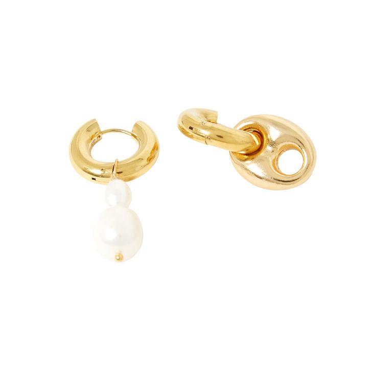 Boucles d'Oreiles Dépareillées Perles Blanc- Image produit n°3