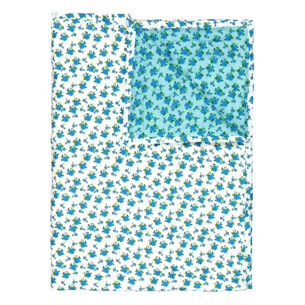 Blue Retro Flower Reversible Quilted Blanket-product