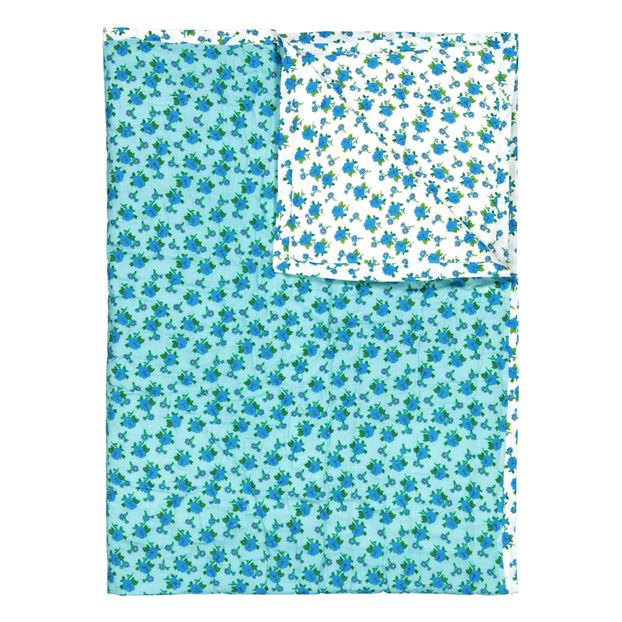 Blue Retro Flower Reversible Quilted Blanket-product