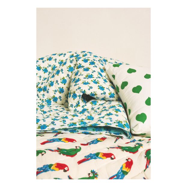 Blue Retro Flower Reversible Quilted Blanket-product