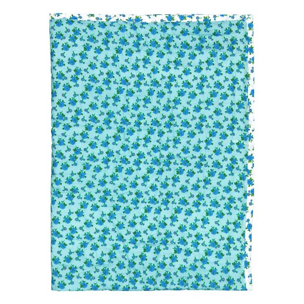Blue Retro Flower Reversible Quilted Blanket-product