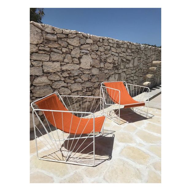 Fauteuil Eldorado en toile, structure soleil blanc-product