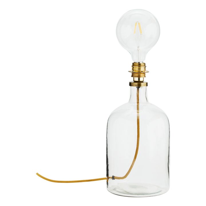 Lampe à poser - base en verre, abat jour en raphia- Image produit n°1