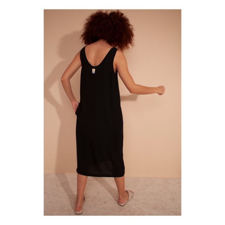 Vestido de lino Basic Negro- Imagen del producto n°3