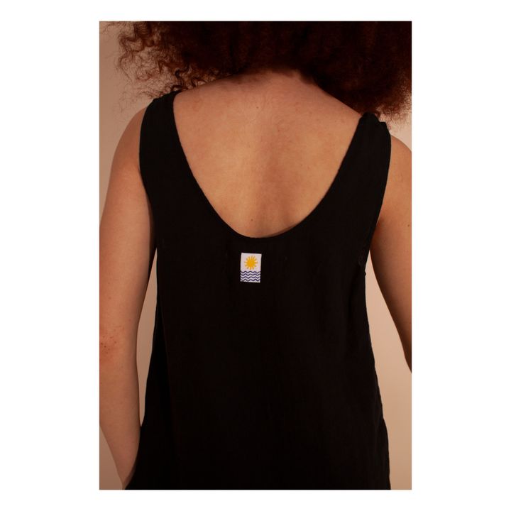 Vestido de lino Basic Negro- Imagen del producto n°4