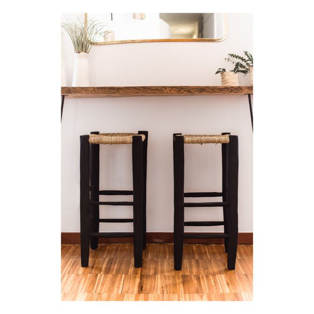 Tabouret de bar en bois peint et palme-product
