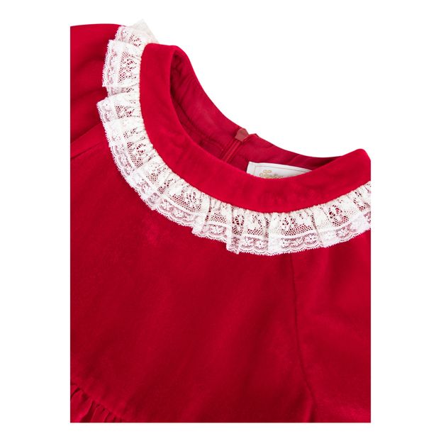 Velvet Dress with Lace Collar-product