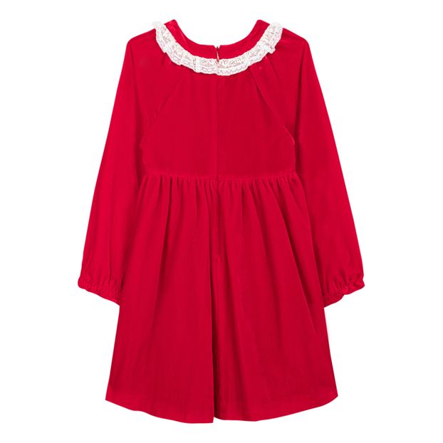 Velvet Dress with Lace Collar-product