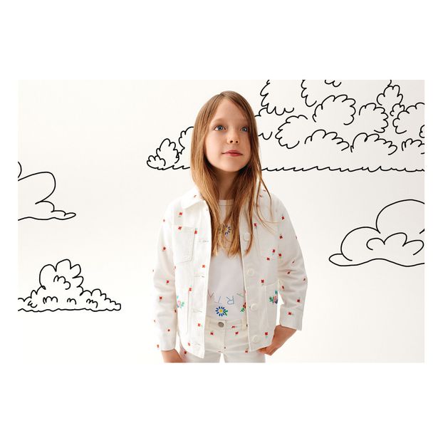 Chaqueta Denim algodón orgánico con flores bordadas-product