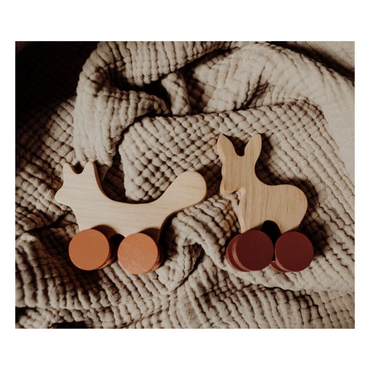 Renard et Biche à pousser en bois- Image produit n°1