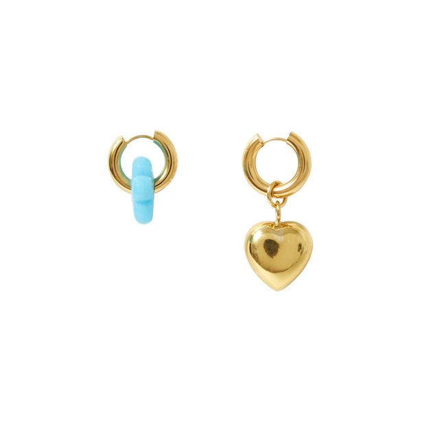 Pendientes desparejados Corazón y flor-product