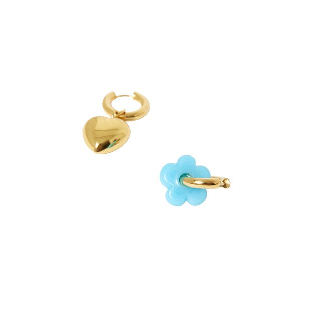 Pendientes desparejados Corazón y flor-product