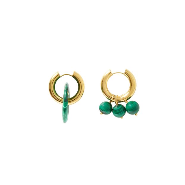 Pendientes desparejados Malaquita y dónut-product