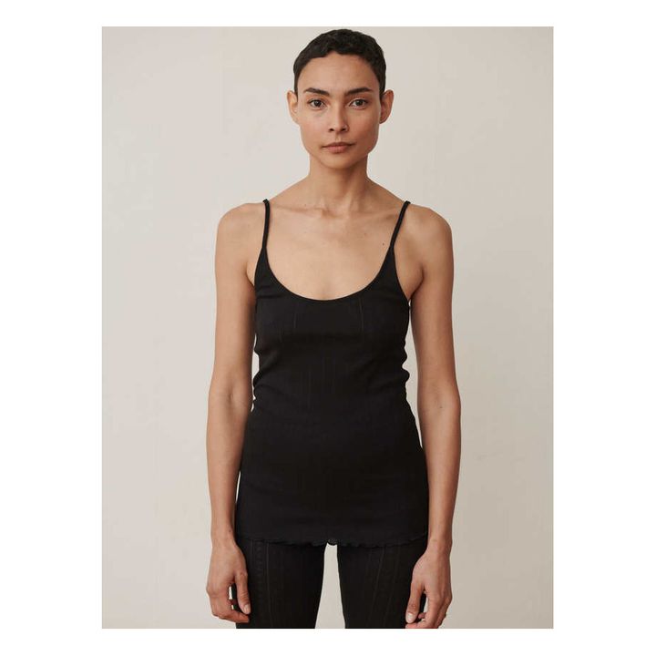 Camiseta de tirantes de algodón orgánico Edie | Negro- Imagen del producto n°2