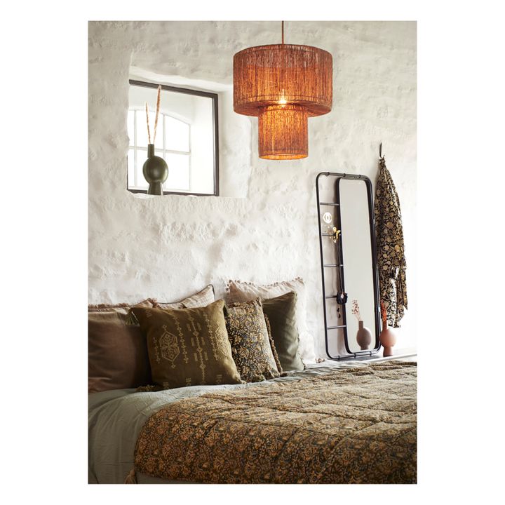 Housse de coussin en velours avec franges | Vert kaki- Image produit n°1