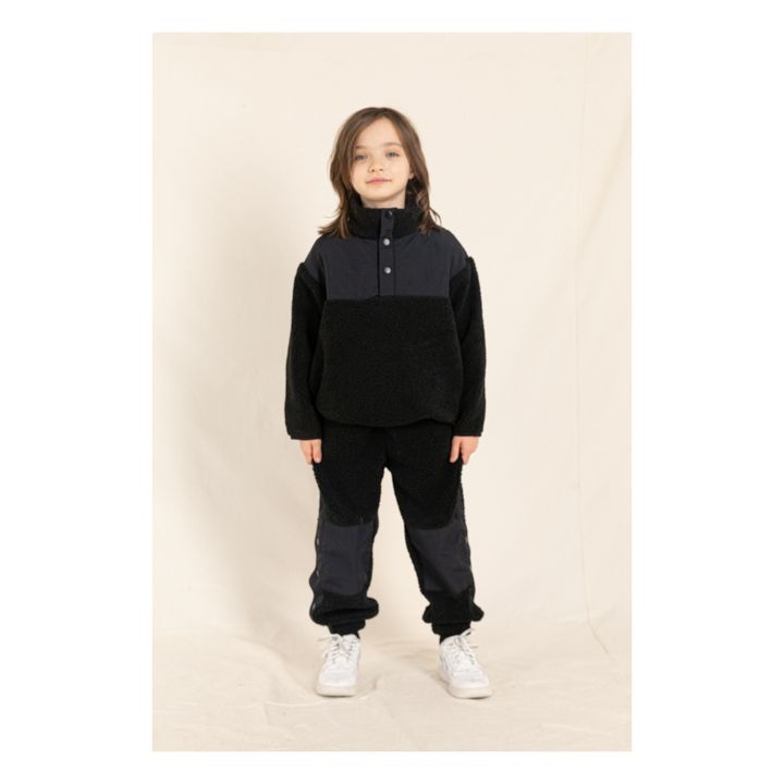 Pantalón jogger Sherpa bimaterial Connie | Negro- Imagen del producto n°1