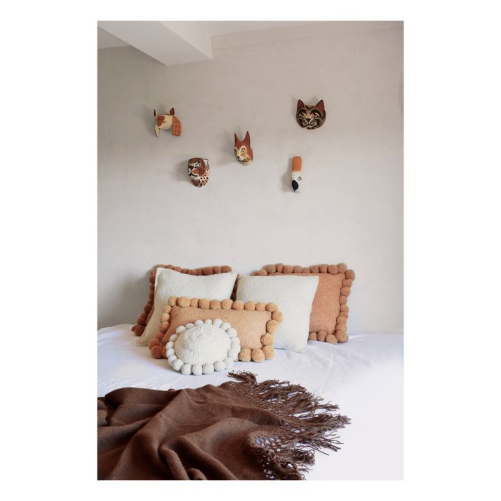 Plaid à frange en laine de lama | Marron- Image produit n°1