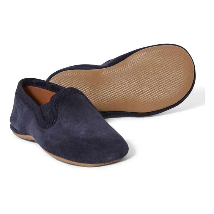Nubuck-Hausschuhe Gummizug | Navy- Produktbild Nr. 2
