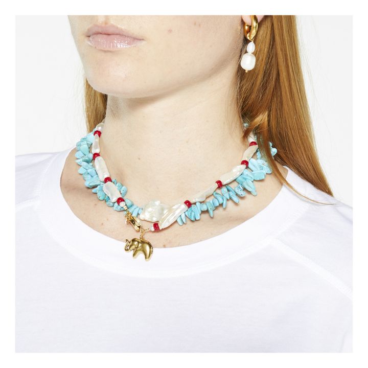 Boucles d'Oreiles Dépareillées Perles Blanc- Image produit n°2