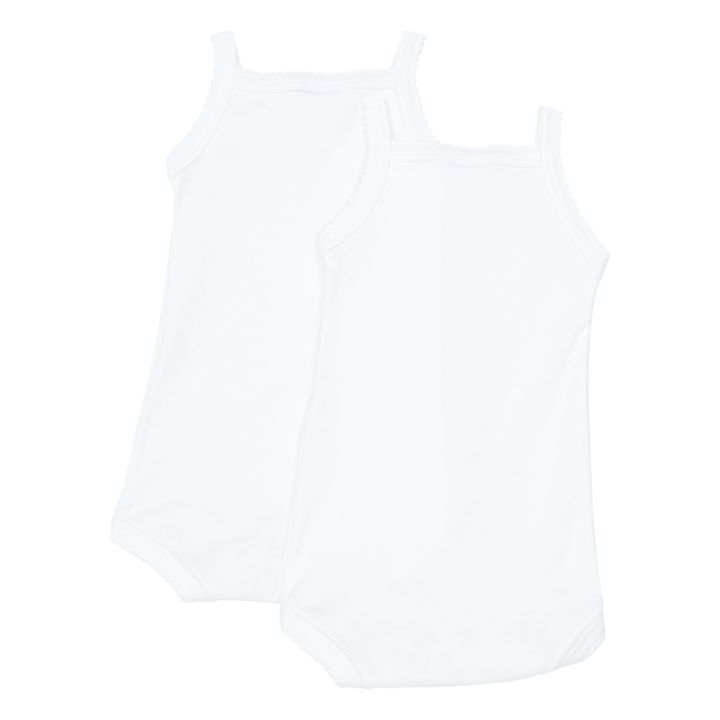 Lot 2 Bodies Bretelles Coton Bio | Blanc- Image produit n°0