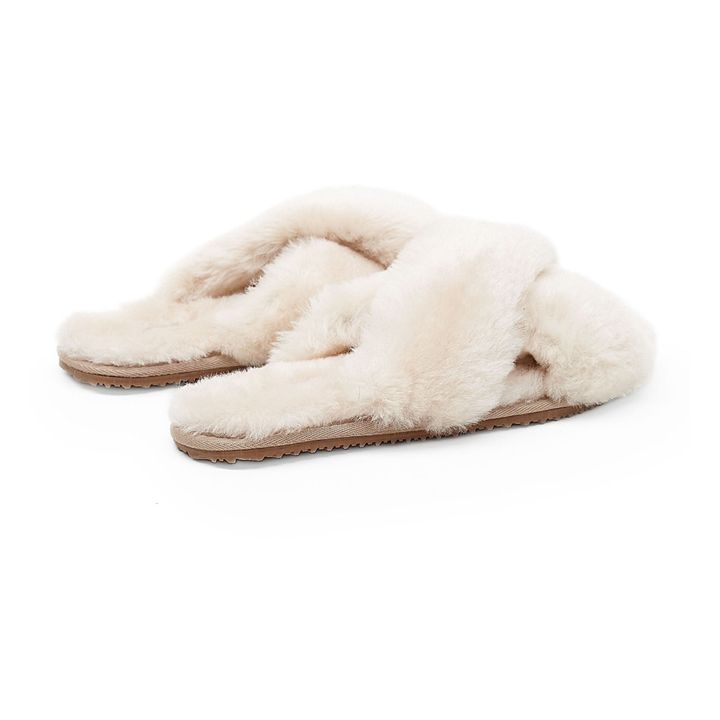 Chaussons Fourrés Brides Croisées | Crème- Image produit n°3