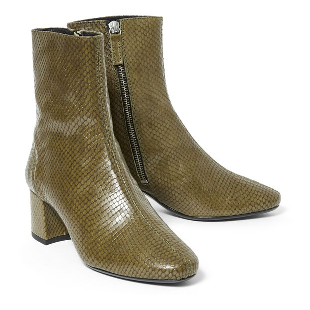 Puppy Snake Print Leather Boots -product