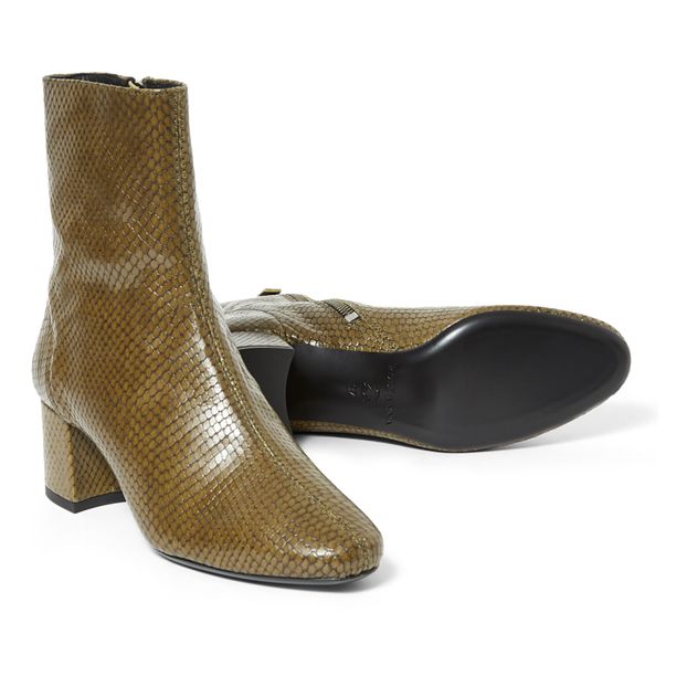 Puppy Snake Print Leather Boots -product