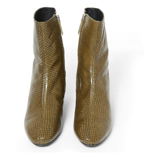 Puppy Snake Print Leather Boots -product