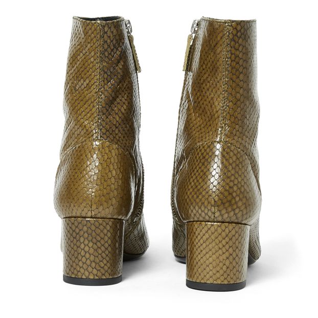 Puppy Snake Print Leather Boots -product