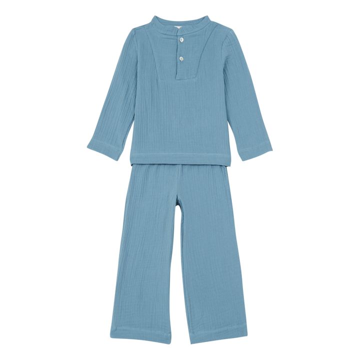 Deli Organic Cotton Muslin Pyjamas Grey blue- Product image n°0