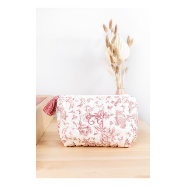 Neceser de tela Toile de Jouy | Rosa Melocotón- Imagen del producto n°1
