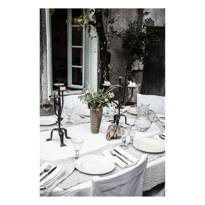 Tovaglia Punto in jacquard di cotone bio | Bianco latte- Immagine del prodotto n°1