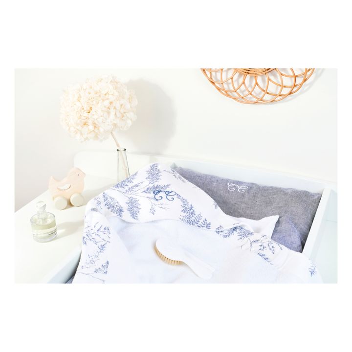 Leaf-Print Terry Cloth Hooded Bath Towel | Navy blue- Product image n°4