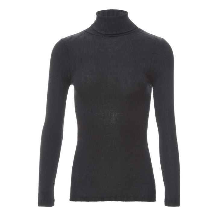 T-Shirt, modello: Gunn, in seta - Collezione Donna | Nero- Immagine del prodotto n°0