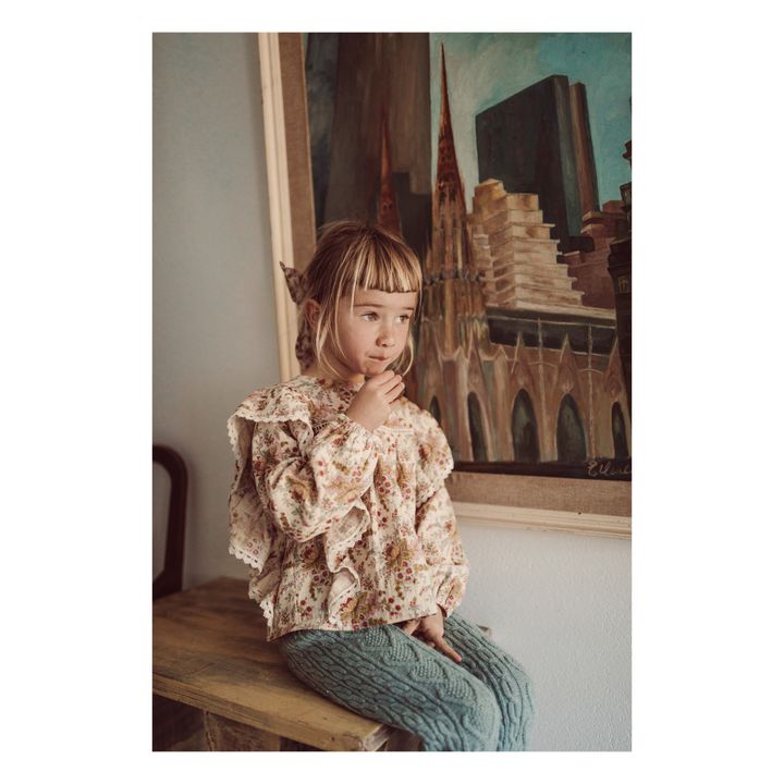 Blouse Gaze de Coton Bio Fleurie Celia | Ecru- Image produit n°2