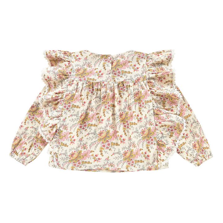 Blouse Gaze de Coton Bio Fleurie Celia | Ecru- Image produit n°4