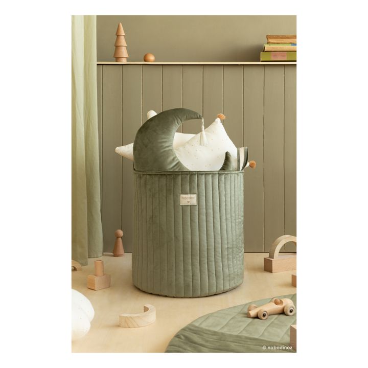 Panier de rangement en velours | Vert pâle- Image produit n°1